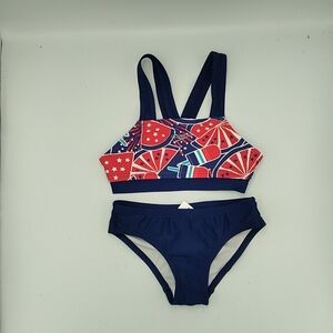 Speedo Kids Swim Bikini - Red and Blue XS 4/5 Girls Swim Set